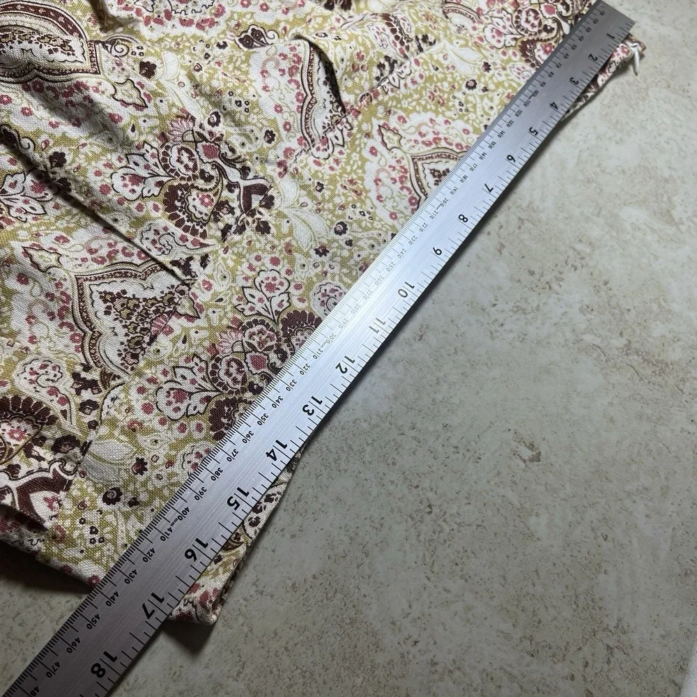 VTG Arden B Y2K Paisley Linen A-Line Skirt‎ Sz 10 Pleated Satin Trim Made in USA